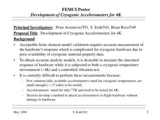 FEMCI Poster Development of Cryogenic Accelerometers for 4K