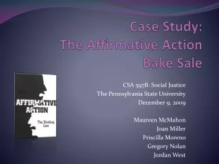 Case Study: The Affirmative Action Bake Sale