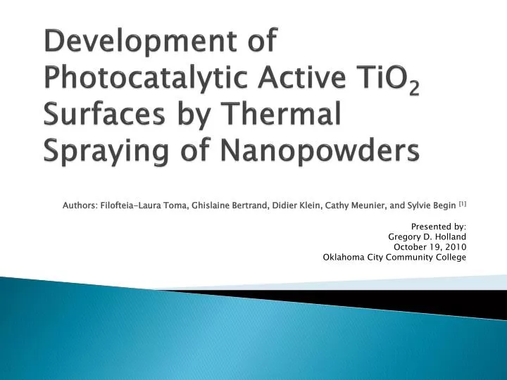 development of photocatalytic active tio 2 surfaces by thermal spraying of nanopowders