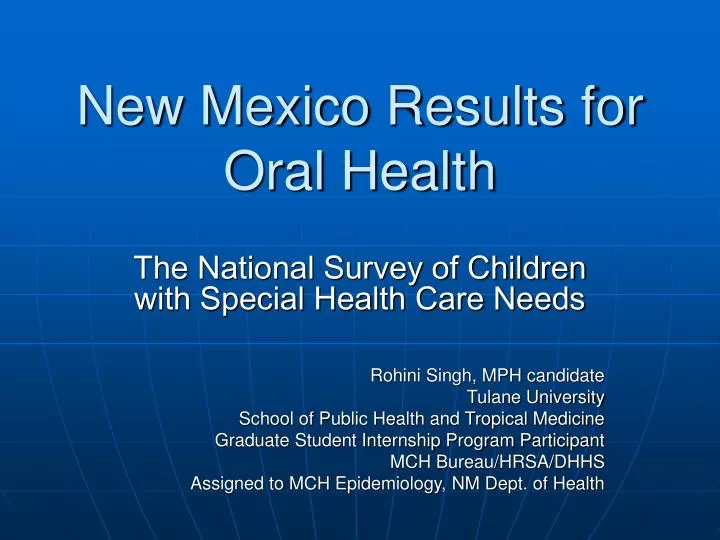 new mexico results for oral health