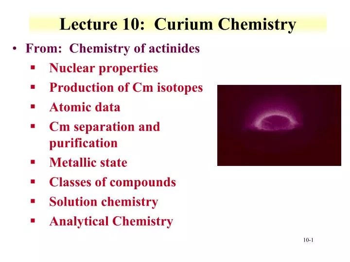 lecture 10 curium chemistry