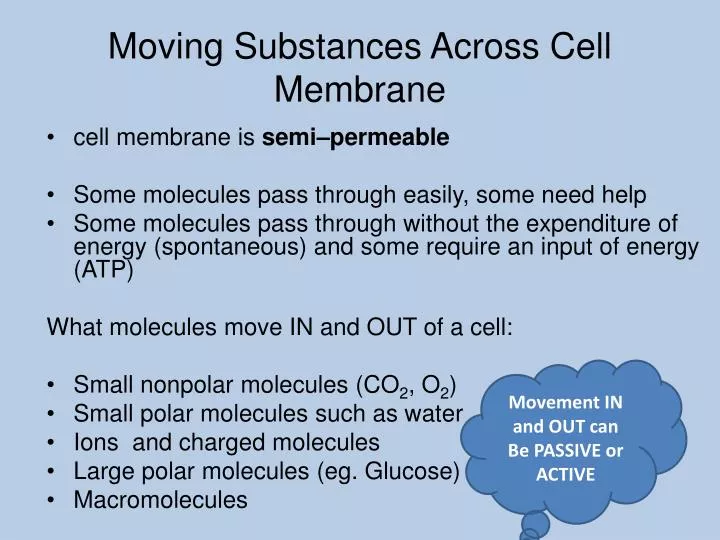 moving substances across cell membrane