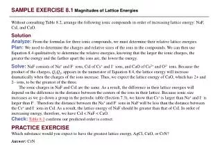SAMPLE EXERCISE 8.1 Magnitudes of Lattice Energies