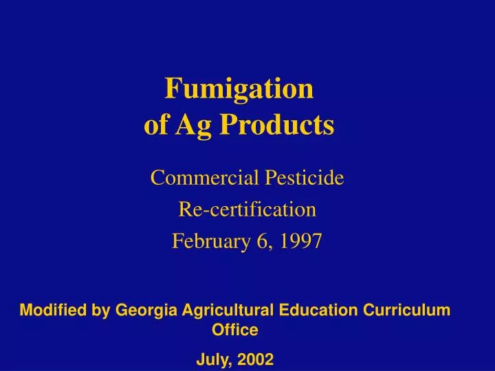 fumigation of ag products