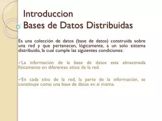 introduccion bases de datos distribuidas