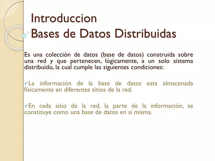 introduccion bases de datos distribuidas
