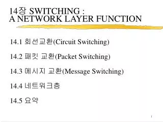 14 ? SWITCHING : A NETWORK LAYER FUNCTION
