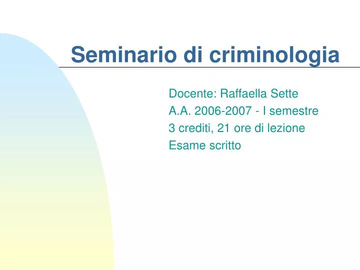 seminario di criminologia
