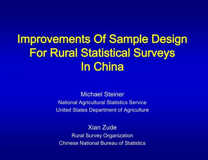 improvements of sample design for rural statistical surveys in china