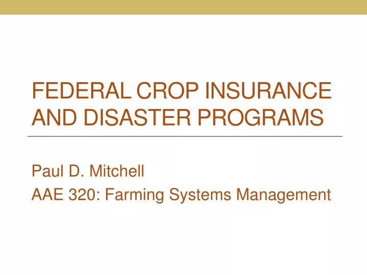 federal crop insurance and disaster programs