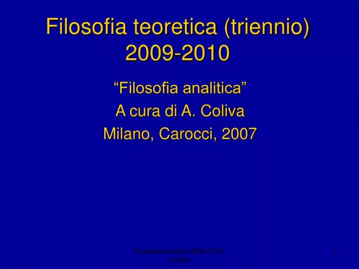 filosofia teoretica triennio 2009 2010