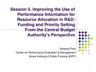 Nowook Park Center for Performance Evaluation &amp; Management