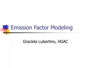 Emission Factor Modeling