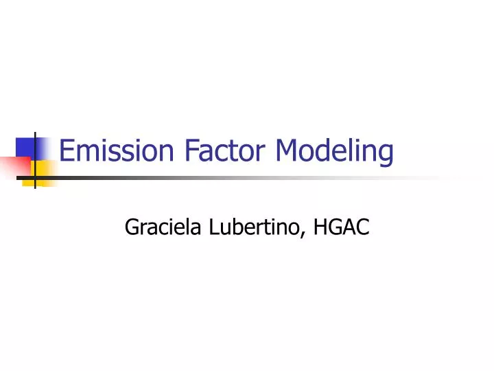 emission factor modeling