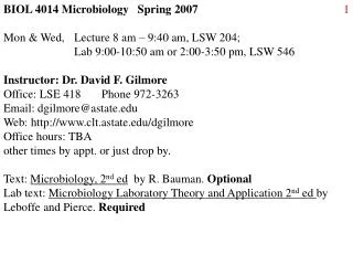 BIOL 4014 Microbiology Spring 2007