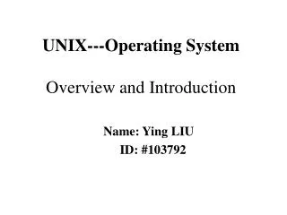 Name: Ying LIU ID: #103792
