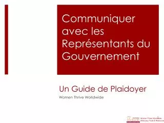 un guide de plaidoyer
