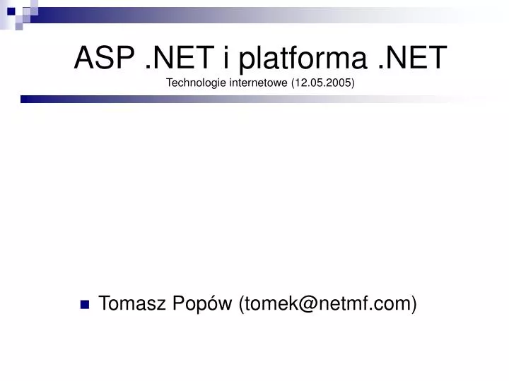 asp net i platforma net technologie internetowe 12 05 2005