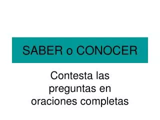 saber o conocer