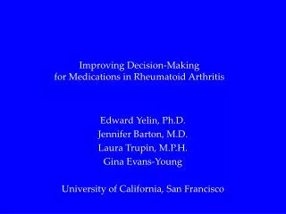 Improving Decision-Making for Medications in Rheumatoid Arthritis