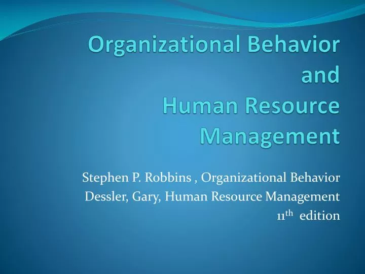 organizational behavior and human resource management