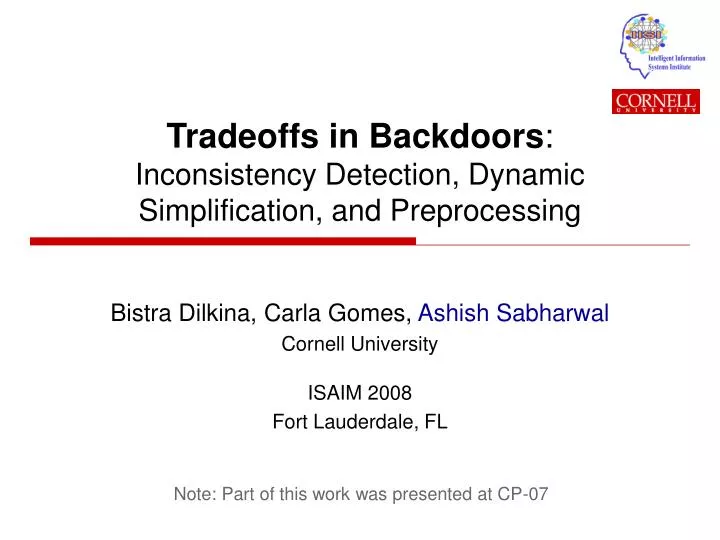 tradeoffs in backdoors inconsistency detection dynamic simplification and preprocessing
