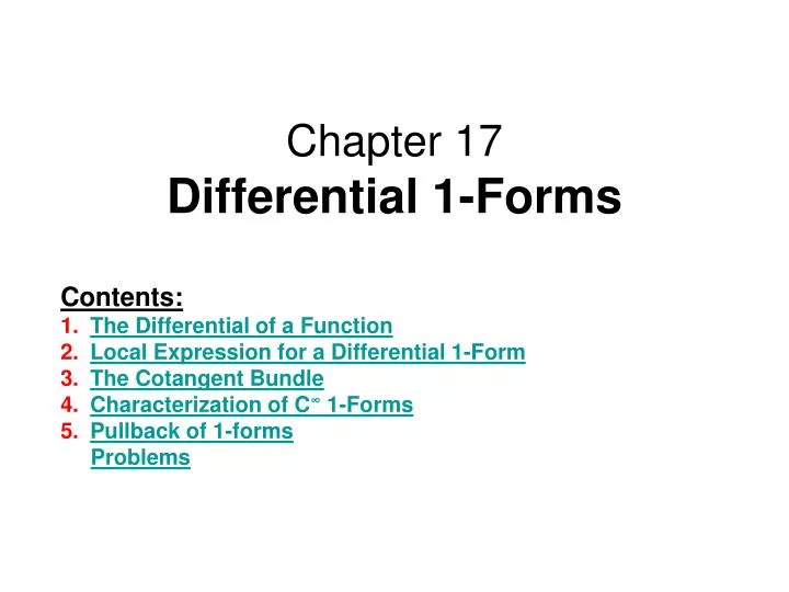 chapter 17 differential 1 forms