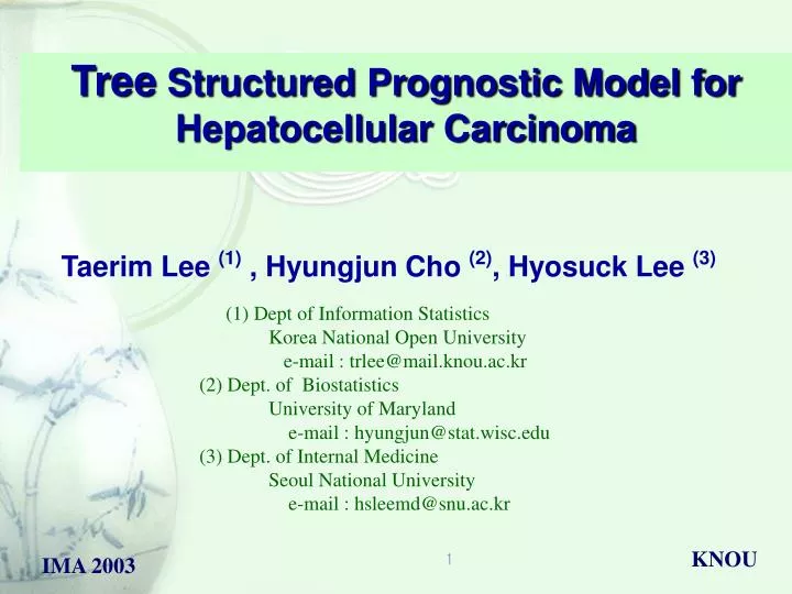 tree structured prognostic model for hepatocellular carcinoma