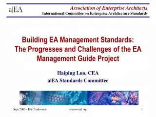 Building EA Management Standards: The Progresses and Challenges of the EA Management Guide Project