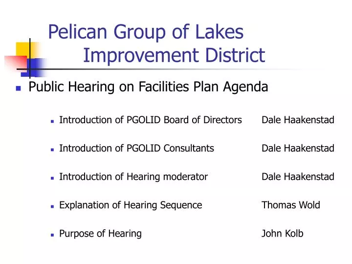 pelican group of lakes improvement district