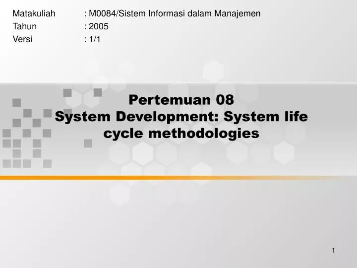 pertemuan 08 system development system life cycle methodologies