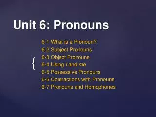 Unit 6: Pronouns