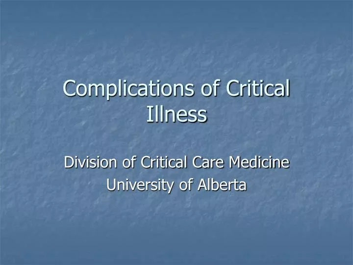 complications of critical illness