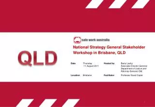 National Strategy General Stakeholder Workshop in Brisbane, QLD