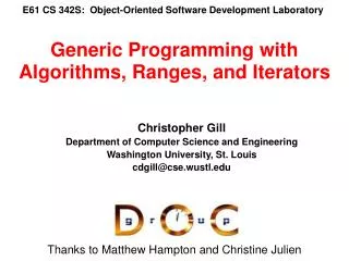 E61 CS 342S: Object-Oriented Software Development Laboratory