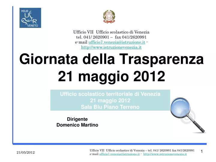 giornata della trasparenza 21 maggio 2012