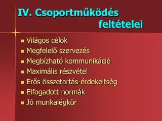 iv csoportm k d s felt telei