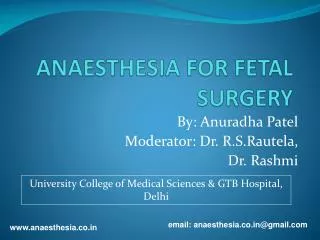 ANAESTHESIA FOR FETAL SURGERY