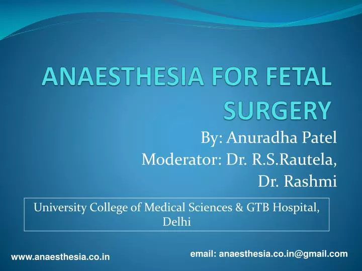 anaesthesia for fetal surgery