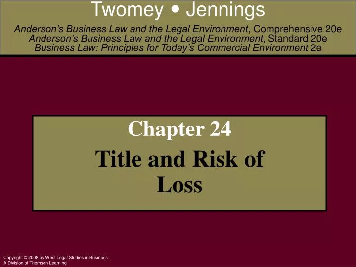 chapter 24 title and risk of loss