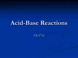 Acid-Base Reactions