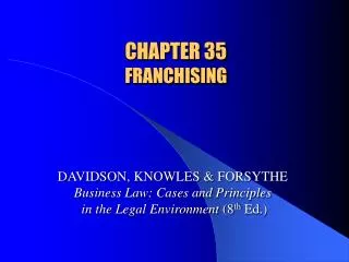 CHAPTER 35 FRANCHISING