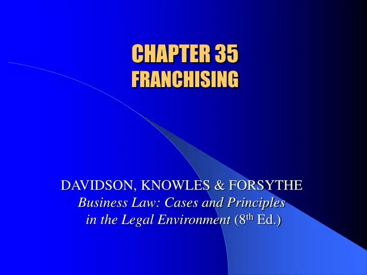 chapter 35 franchising