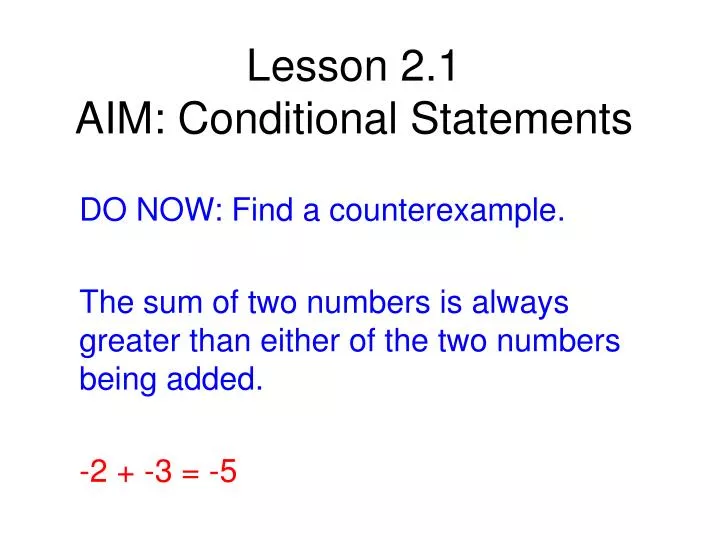 lesson 2 1 aim conditional statements