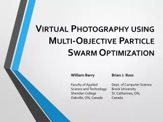 Virtual Photography using Multi-Objective Particle Swarm Optimization