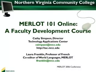 MERLOT 101 Online: A Faculty Development Course