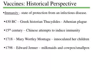Vaccines: Historical Perspective