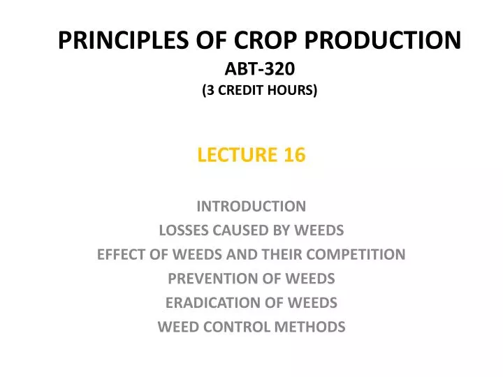 principles of crop production abt 320 3 credit hours