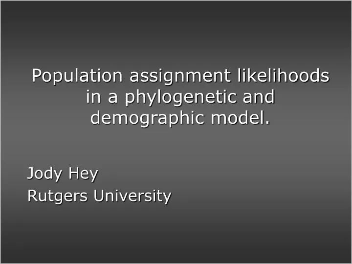 population assignment likelihoods in a phylogenetic and demographic model