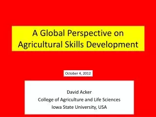 A Global Perspective on Agricultural Skills Development